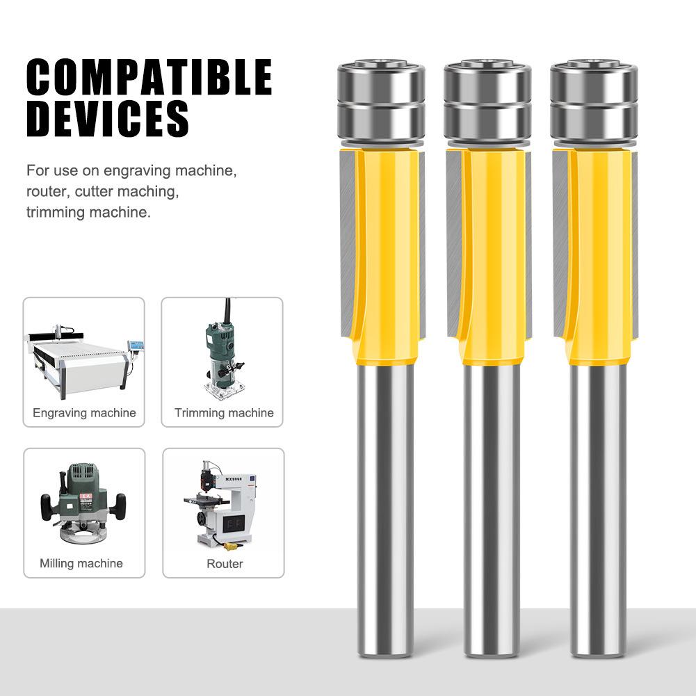 6 Handle Double Bearing Trimming Cutter Woodworking Milling Cutter With Bearing Trimming Cutter Double Edge Straight Cutter Woodworking Milling Cutter