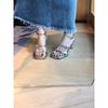 Fashion Diamond-style Sandals for Women, 2025 New Summer, Silver Square Toe, One-line Buckle, Thick-heeled High Heels