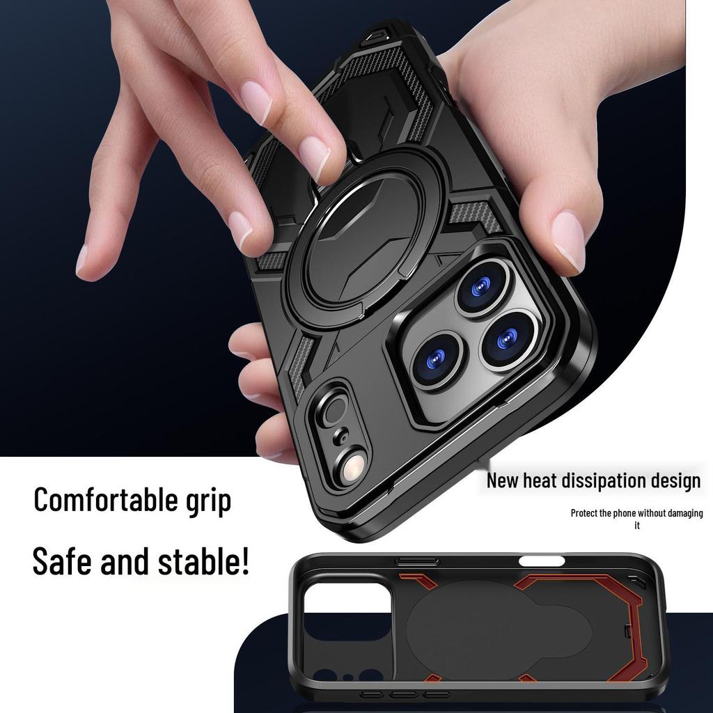 iPhone 17 Pro Max 360° Dönebilen Standlı Kılıf - Darbeye Dayanıklı Manyetik Savaşçı