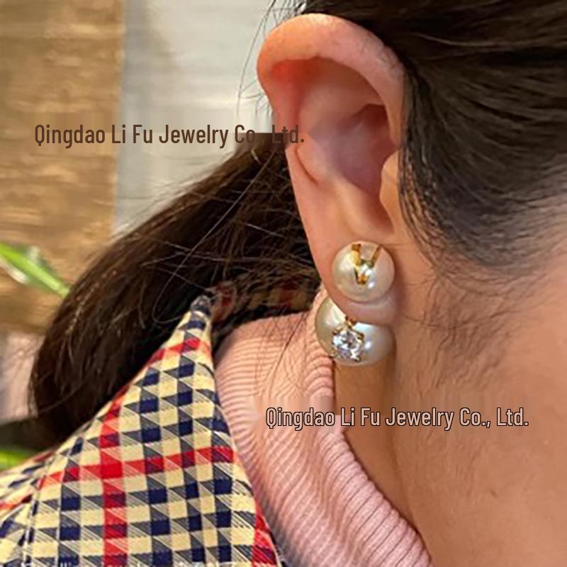 925 Silver Niche Pearl Double-Sided Earrings - Versatile, Light Luxury Front & Back Wear for Women.