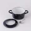 Fuji Enamel Tempura Pot with Thermometer, Gas and Induction Compatible, Black, 16cm Round, Mini Fryer, Double-Handled Pot
