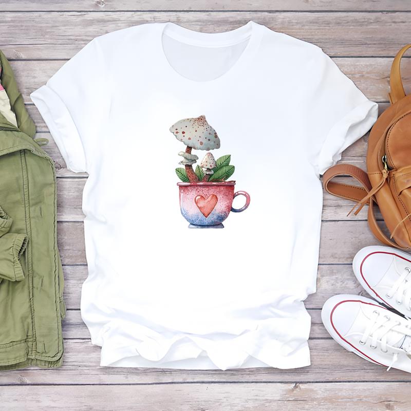 

Футболка с коротким рукавом и модными милыми принтами, идеально подходит для женского лета. 5XL