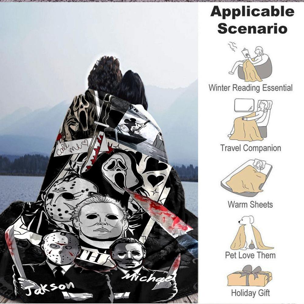1pc Horror Movie Characters Blanket Soft All Season Throw with Vibrant Design, Perfect for Home, Travel, and Gifts, Ideal for Naps and Camping