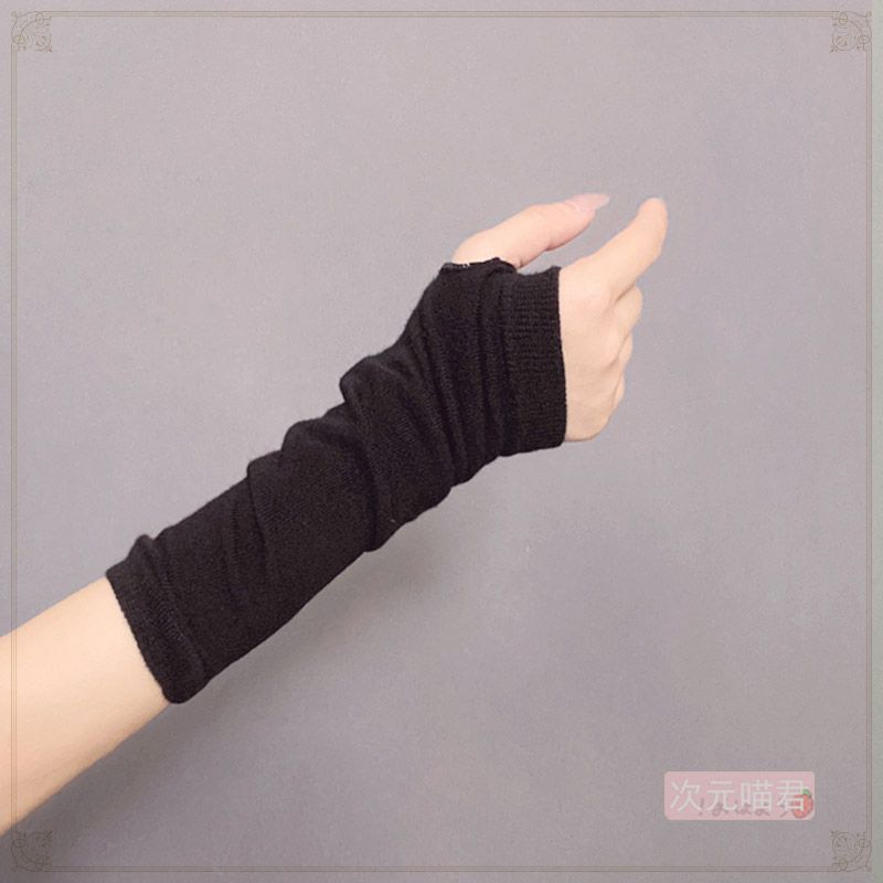 

Cos Harajuku Punk Knitted Photo Hot Girl Gloves Black Knitting Sleeve