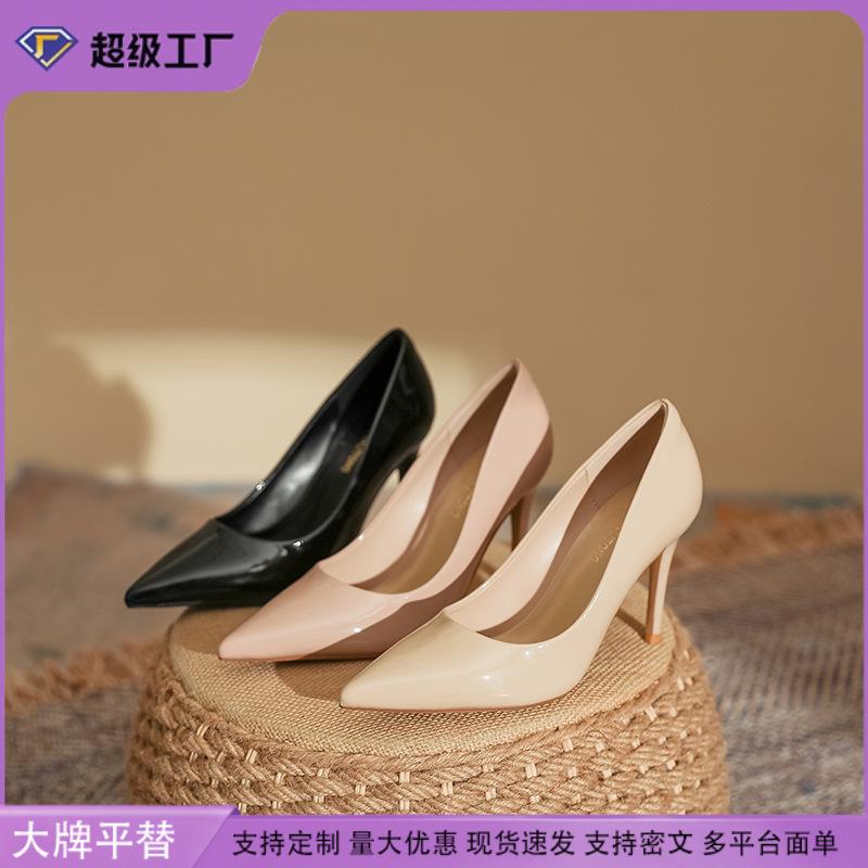 Single shoes 2025 spring women's Huizhou women's shoes genuine leather spring women's pointed high heels black women's stiletto fashion shoes