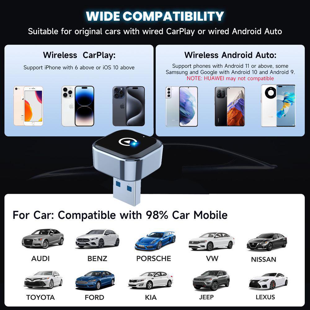 2025 Mini Drahtloser CarPlay & Android Auto Adapter für einfache Auto-Konnektivität