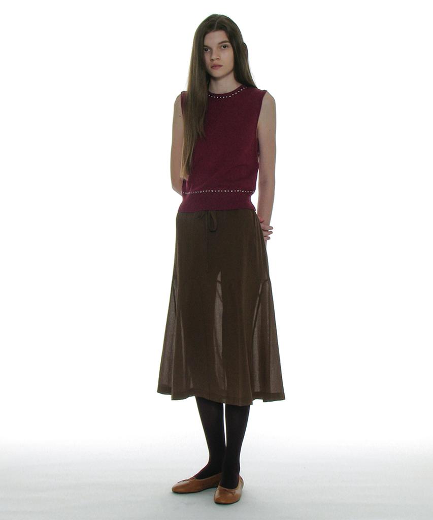 PARTIMENTO WOMEN Studded Knit Sleeveless Top_Plum