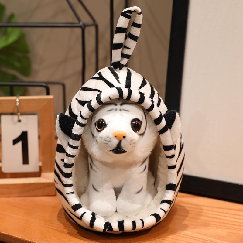 New Small Realistic Plush Toy Soft Dog Bed And Puppy 2-In-1 Plush Doll Kawaii Gift Stuffed Animal Giraffe Lion Tiger Plushies