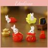 Charming Cartoon Resin Rabbit Figurine New Year Good Luck Bag For Home Decor
