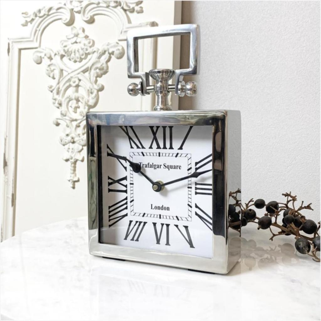 Elegant Interior Modern Square Table Clock Silver Clock for Beauty Salons and Nail Salons - (84201TC)