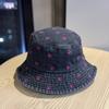 Spring and Summer New Butterfly Embroidered Denim Bucket Hat Women Show Small Face Fashion Casual Basin Hat Sunscreen Sun Hat Tide