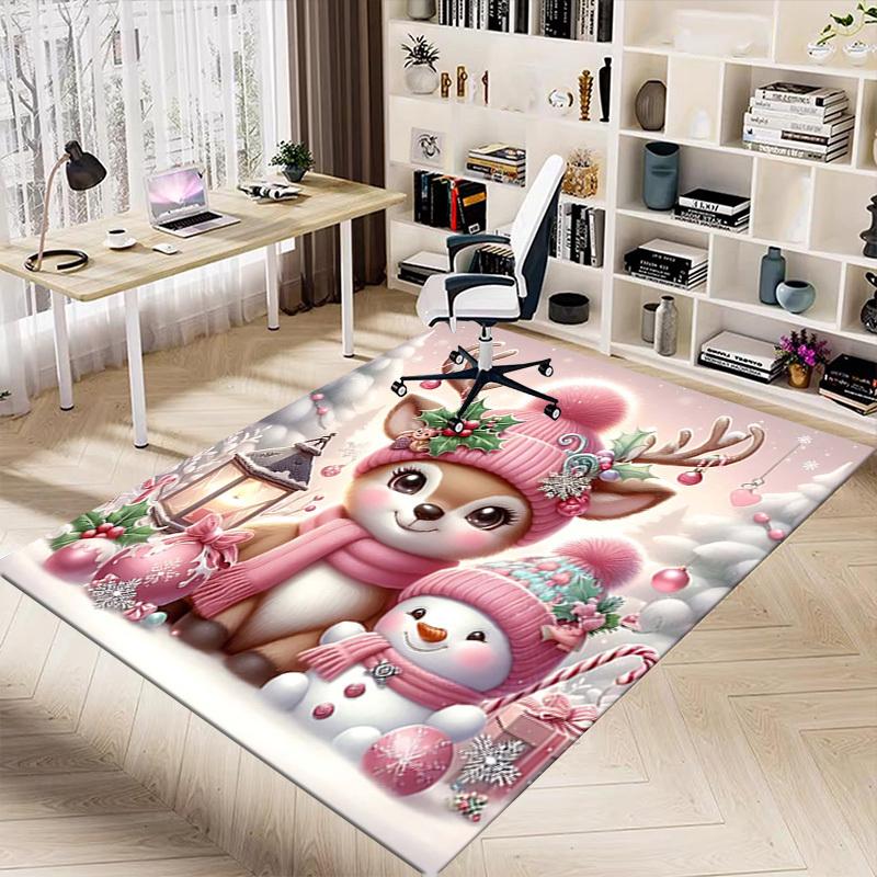 1PC Christmas, Deer Extra Large Non Slip Floor carpet, Office, family, Studio   Large Area Rug Indoor Rugs, Bold Statement Piece
