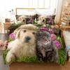 3D Dog Bedding Set Microfiber Duvet Cover 2/3 Pieces DE135*200 Oversize Animal Pattern Soft and Easy To Clean Household Decoration