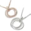 [Your and My Jewelry Box] WG-type Sterling Silver 925 Circle Motif Cubic Zirconia Diamond Triple Strand Necklace [Gift Wrapped] (Silver)