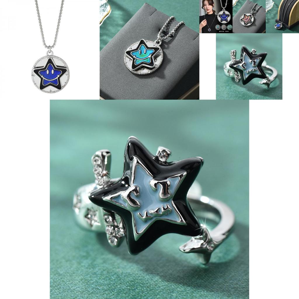 Stunning Geometric Lucky Star Spinner Pendant Necklace In Stylish Titanium Steel Design