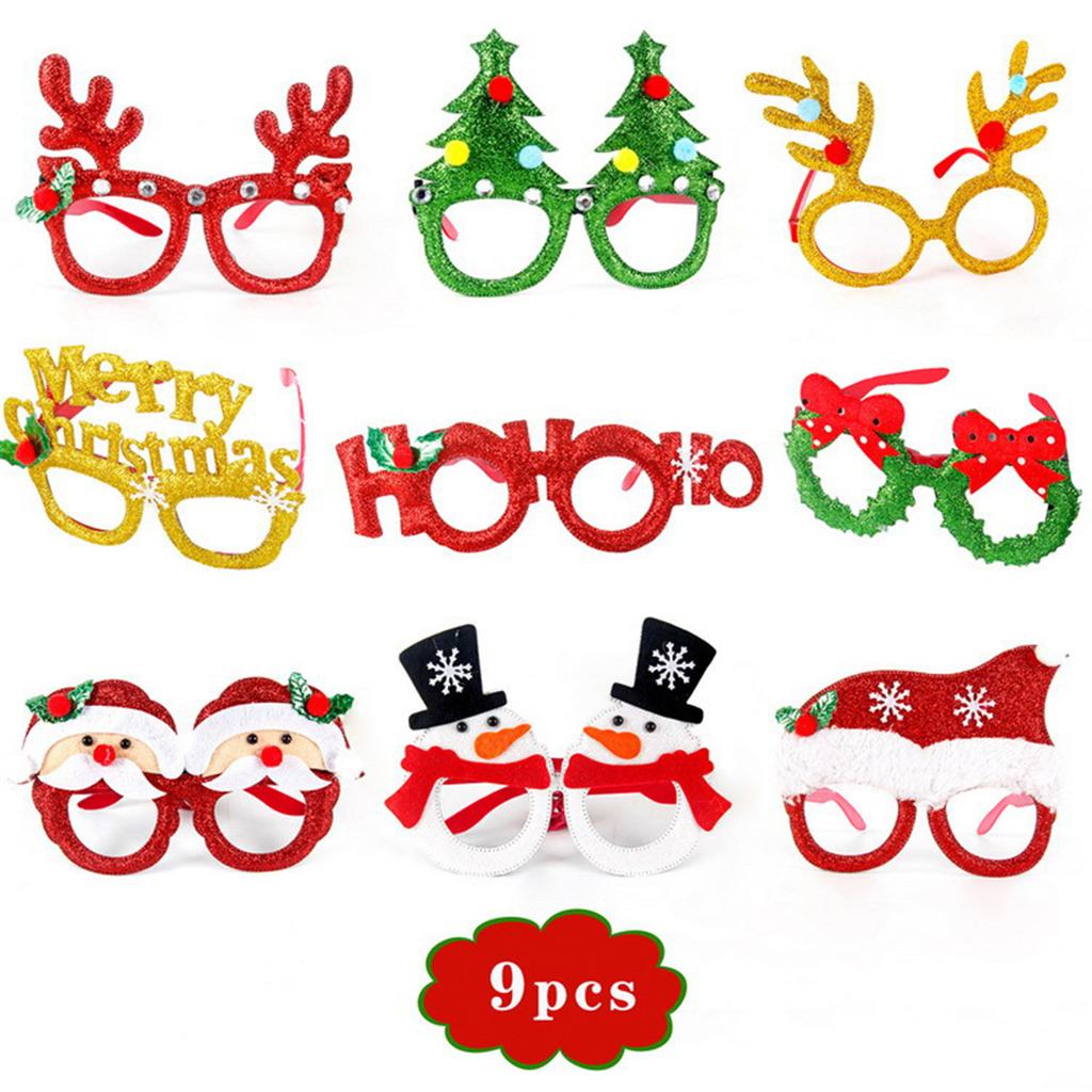 Christmas Glasses Glitter, Party Glasses Frames Christmas Decorations Costume Photo Booth Props for Christmas Party Supplies