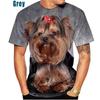 Cute Pet Dog Yorkshire Terrier 3D Printed Men's Summer Fashion Casual T-shirts Funny Round Neck Short Sleeve Tops