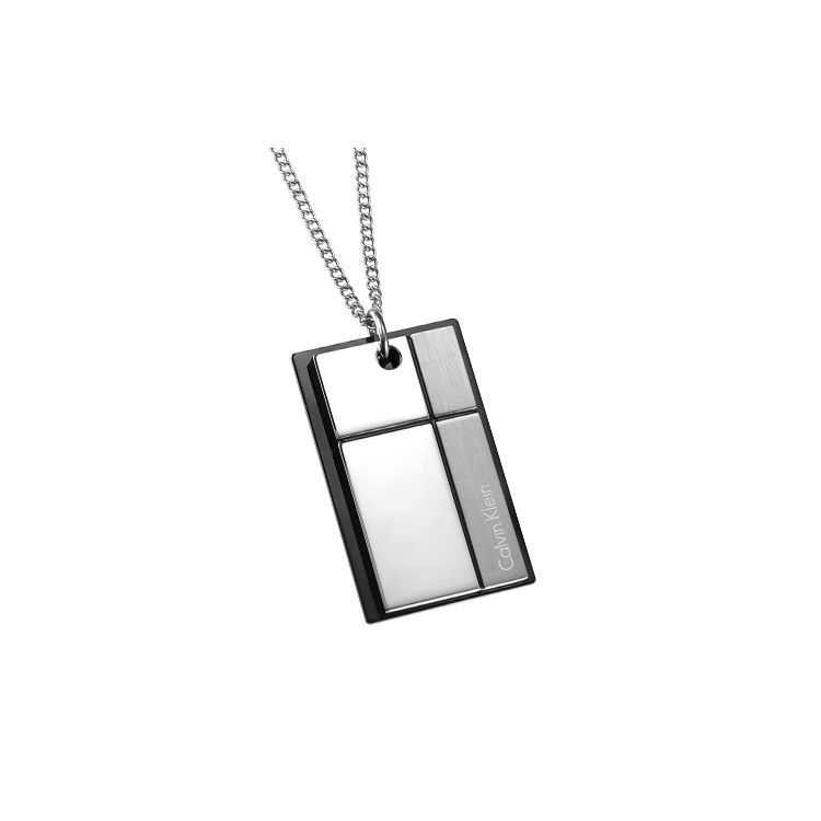 

Calvin Klein Deconstructed Series Modern Two-Tone Pendant Necklace Unisex necklace KJ3PMP290100 Box,F,Steel & Black Dual Combo