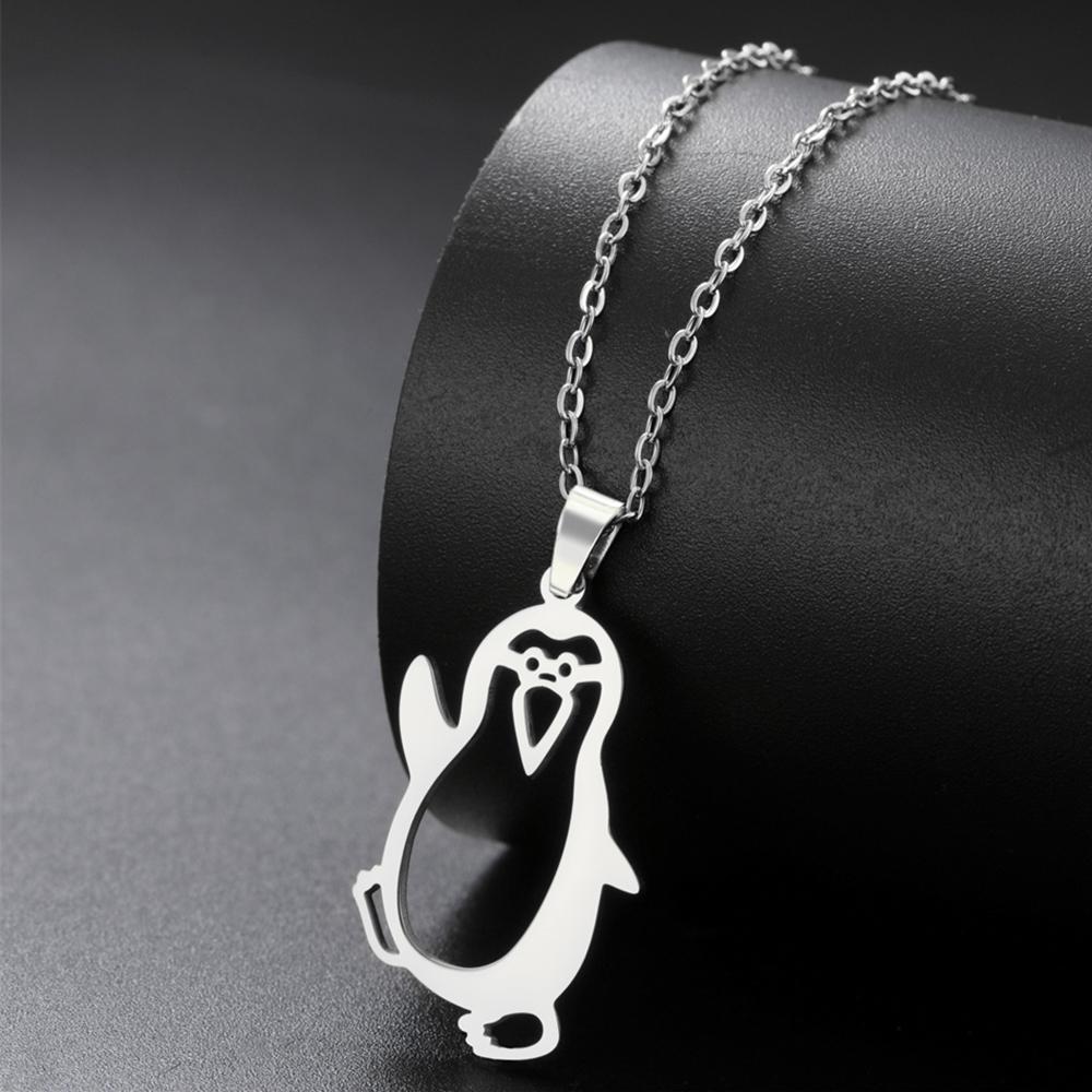 My Shape Cute Penguins Necklaces Stainless Steel Animal Pendant Chain Lovely Penguin Turtle Jewelry Women Girls Valentine's Day