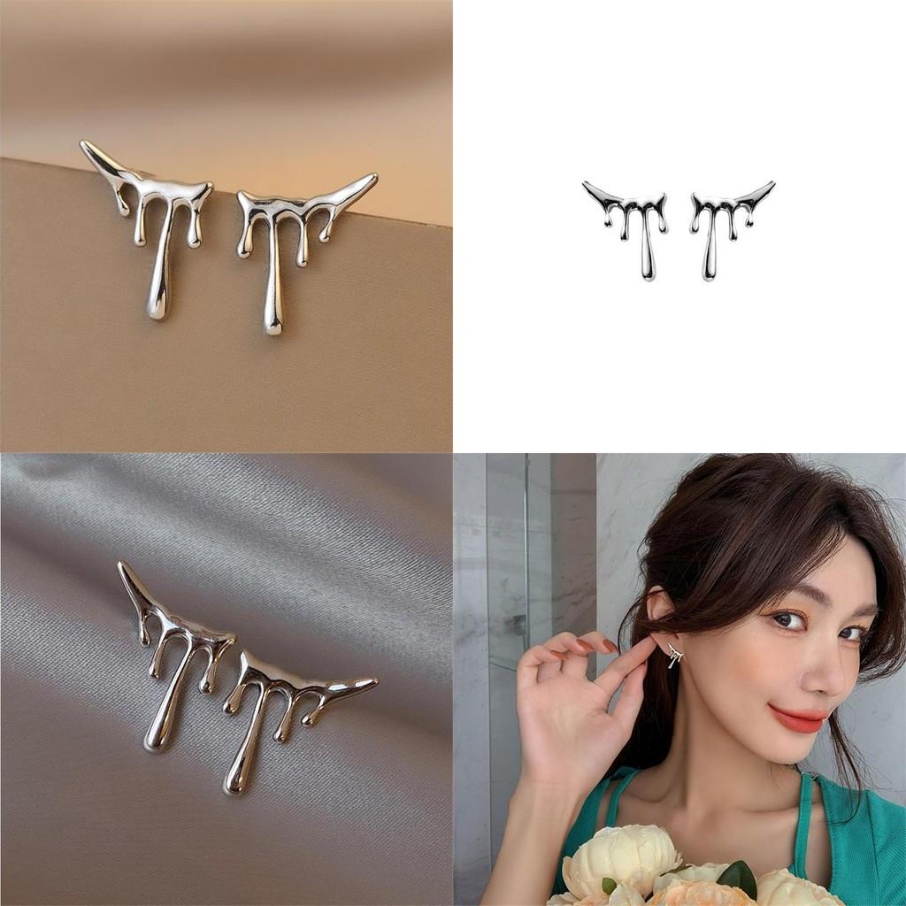 Modern Fashion Asymmetric Teardrop Earrings For Women Silver Alloy Design