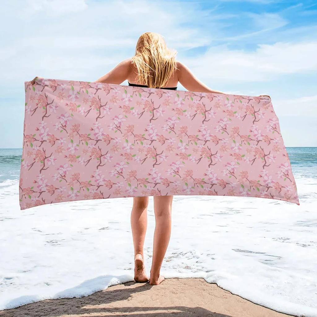 Floral Beach Towel Microfiber Quick Dry Botanical Flower Bath Towel Oversized Sand Free Travel Swim Towels Gift for Women Girl