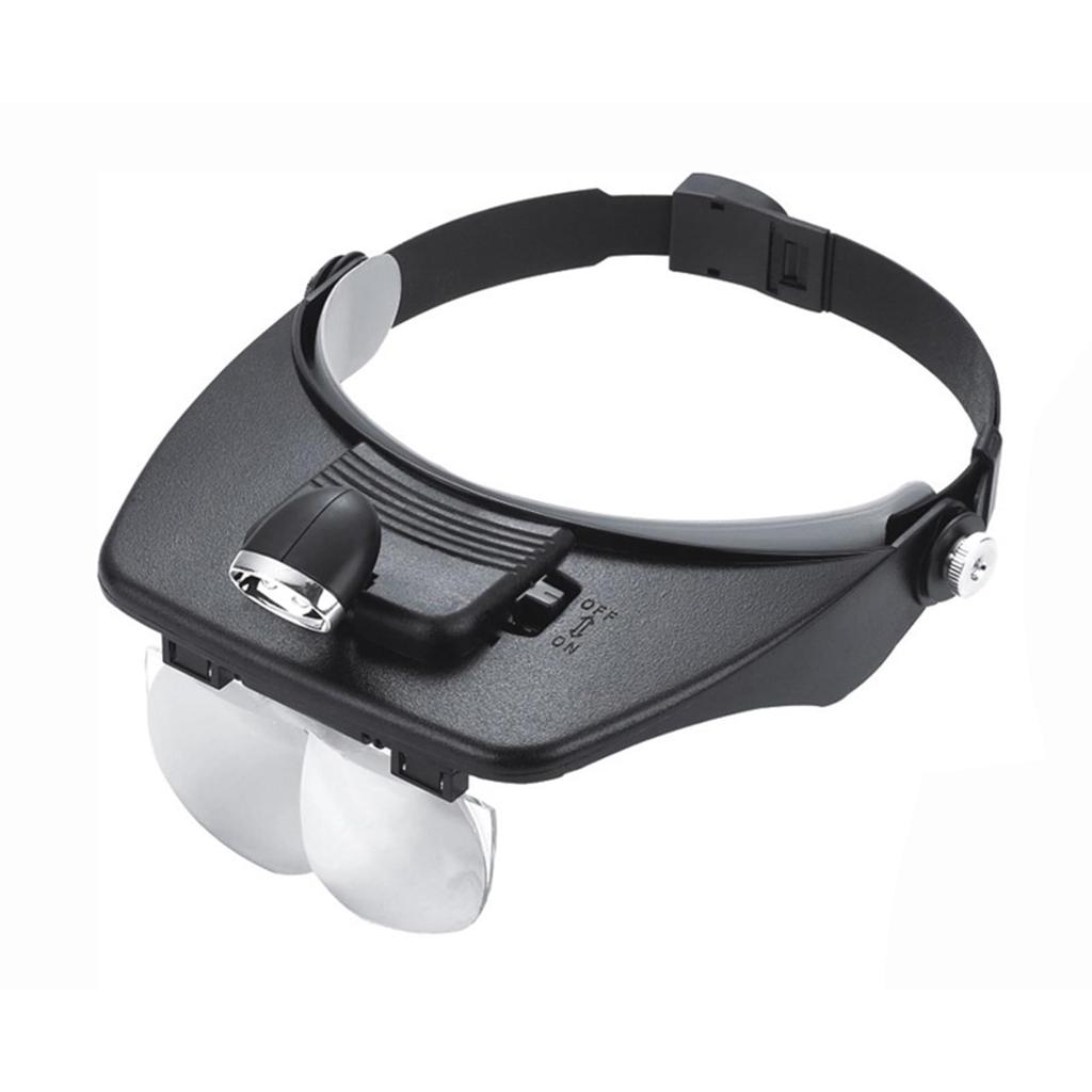 Meichoon Head-Mounted Magnifier with 3 LED Lamps, Watchmaker Repair Tool Magnifier with 6 Multiple Interchangeable Lenses: 1.5X, 2X, 2.5X, 3.5X, 8X
