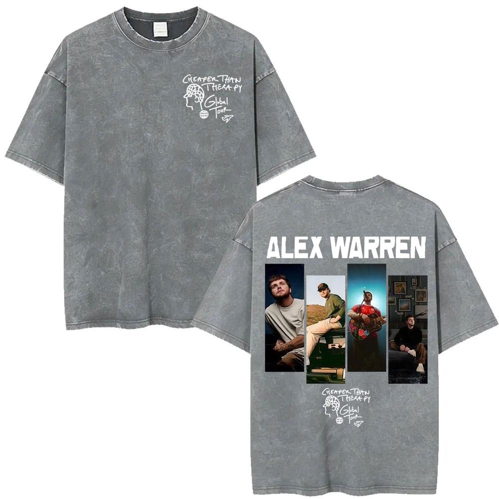 Alex Warren Little Orphan Alex Live Tour 2026 Graphic T Shirt Men's Clothing Vintage Washed T-shirts Casual O-Neck Loose T-shirt