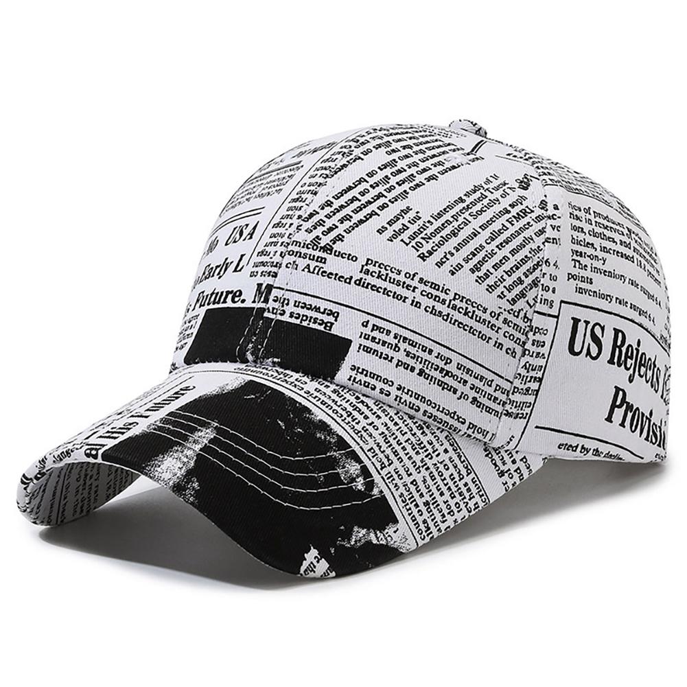 Newspaper Pattern Personality Graffiti Baseball Cap Fashion Street Hip Hop Duck Cap Outdoor Sports Visor Sun Protection Visor Hat Truck Driver Hat