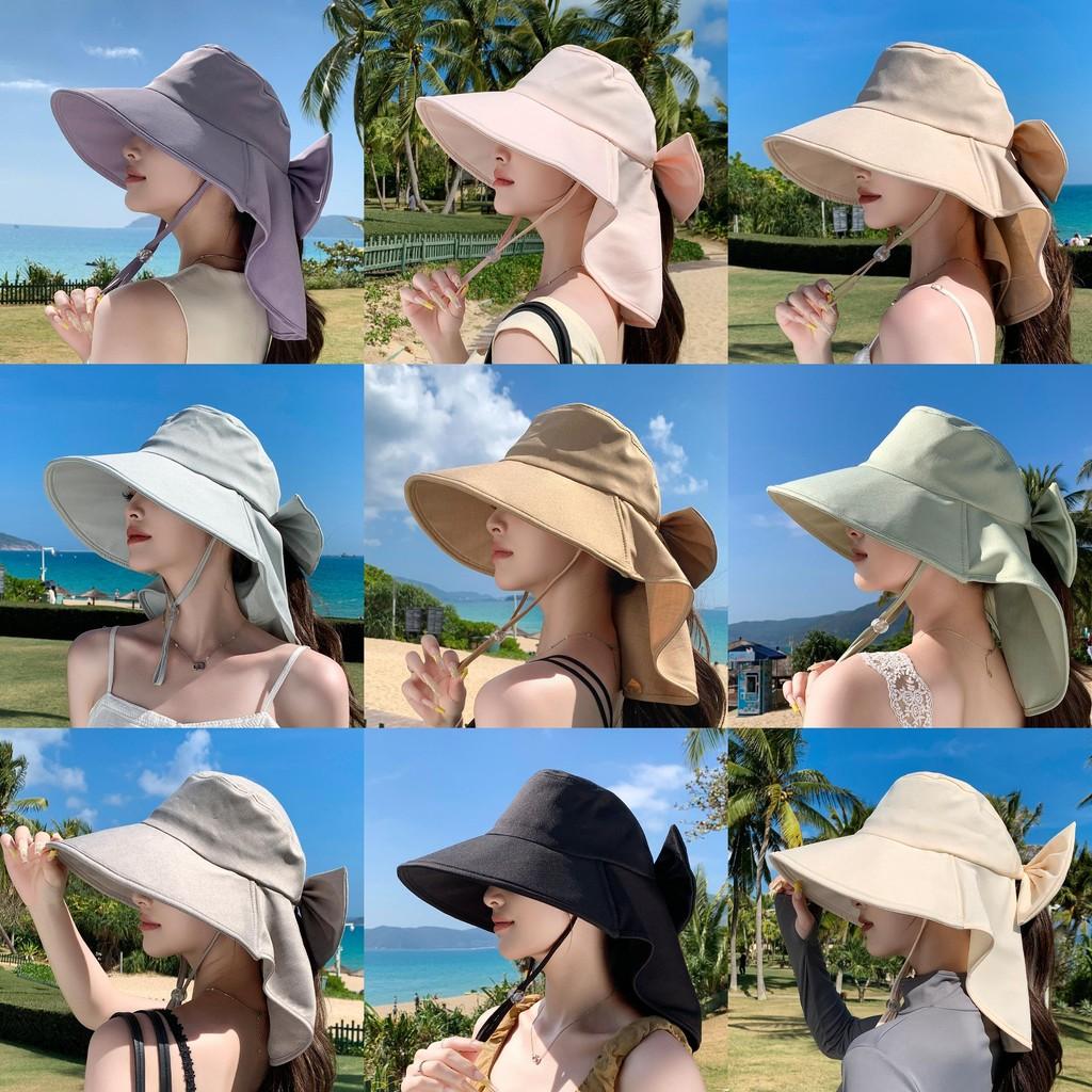Summer Wide Brim Hat With Neck Protection For Women Outdoor Sun Shade Fashionable Uv Shield