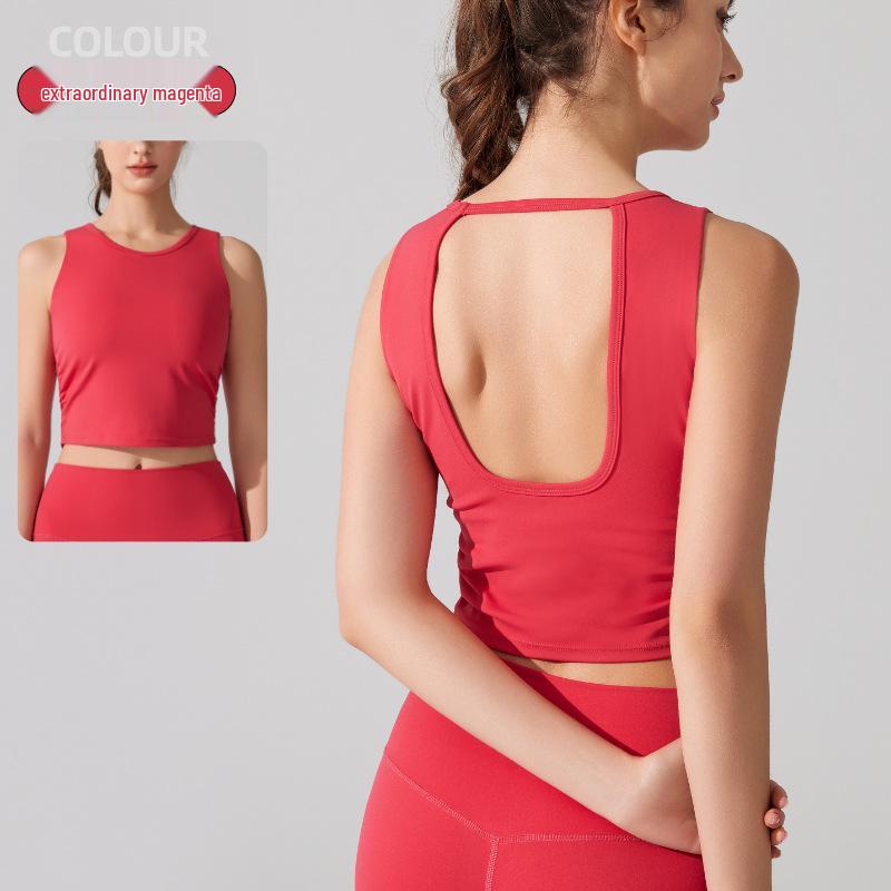 

Женская майка без спины со встроенной чашкой - Спортивное нижнее белье с коротким рукавом для весны/лета Small