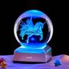 Unicorn Wing 3D Crystal Ball Night Light with Rotating Colorful LED Bluetooth Base
