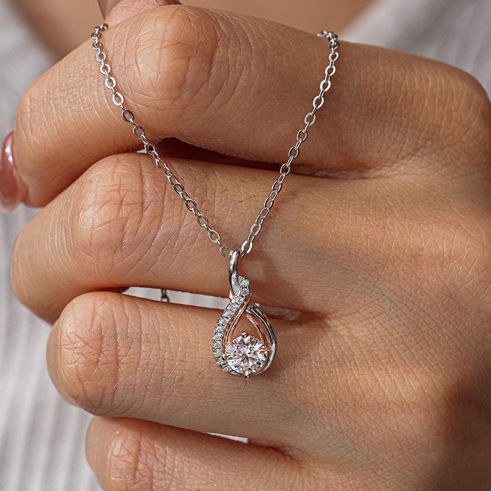 Moissanite Dual-Tone Necklace Silver Four-Claw Classic Lockchain Certified Luxury Gift for Women Jewelry Hypoallergenic