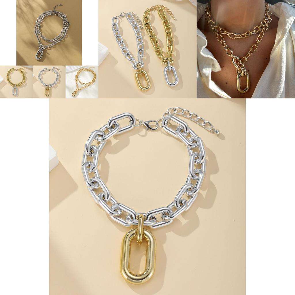 Fashionable Alloy Chain Necklace With Unique U Shape And Geometric Design For Women