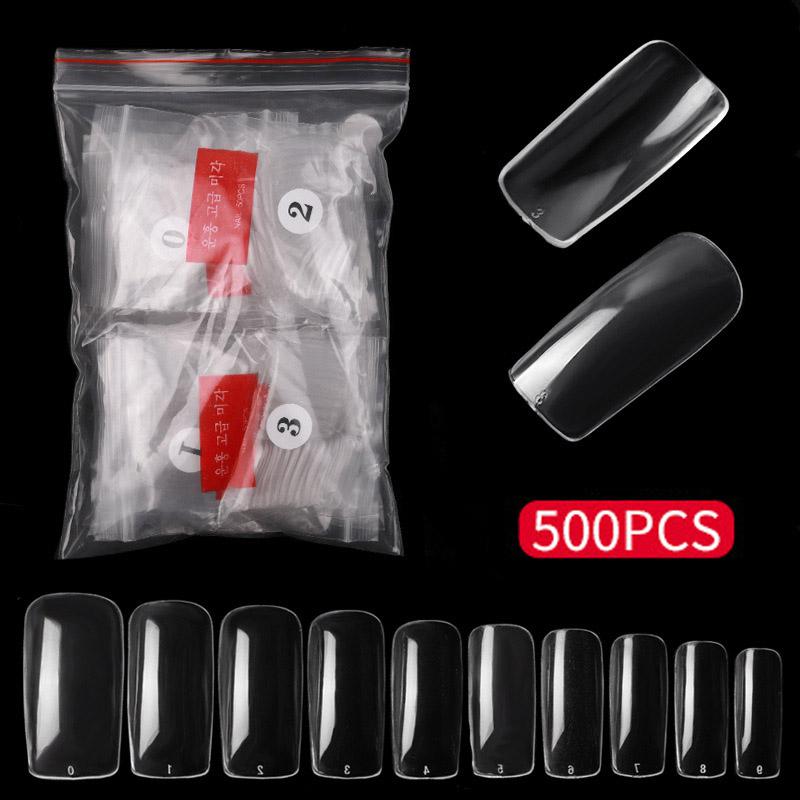 500 pcs/bag French Full Cover False Nail Tips Without Trace Acrylic Artificial Fake Nails Art Manicure Tools