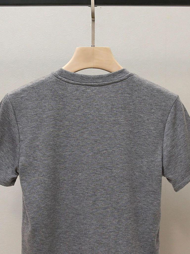 French Style Age-Defying Solid Color Short-Sleeve T-Shirt for Women
