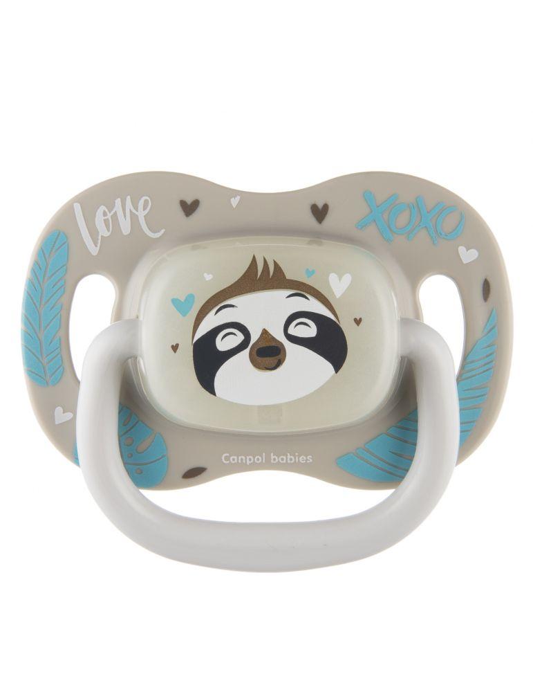 CANPOL 34/921 Silicone pacifier 6-18m symmetrical EXOTIC Sloth