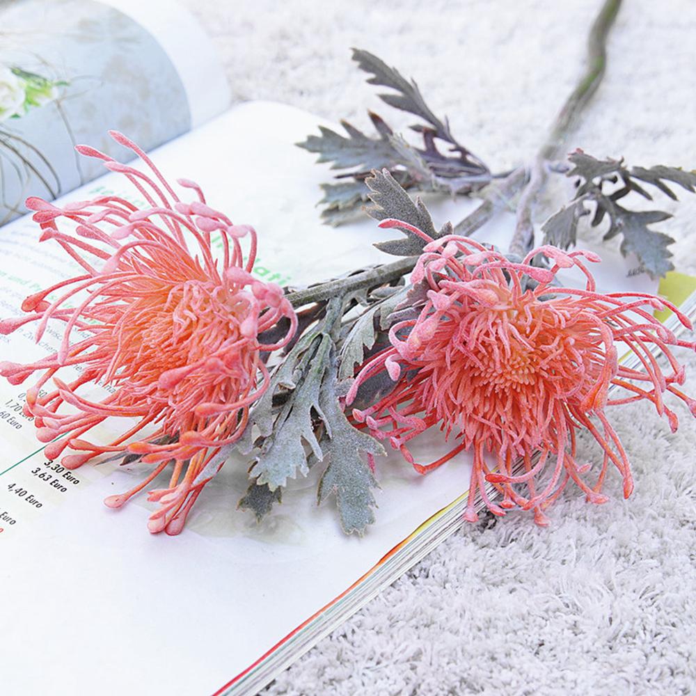 Artificial Flowers Short Branch Crab Claw 2 Fork Pincushion Christmas Garland Vase for Home Wedding Decoration Fake Planting