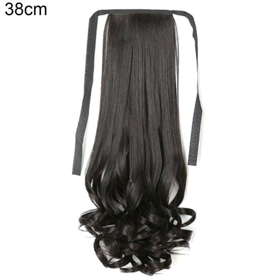 

Длинная прямая вьющаяся лента 38/48/58 см, хвостик, заколка для наращивания волос Curly-38cm черный коричневый