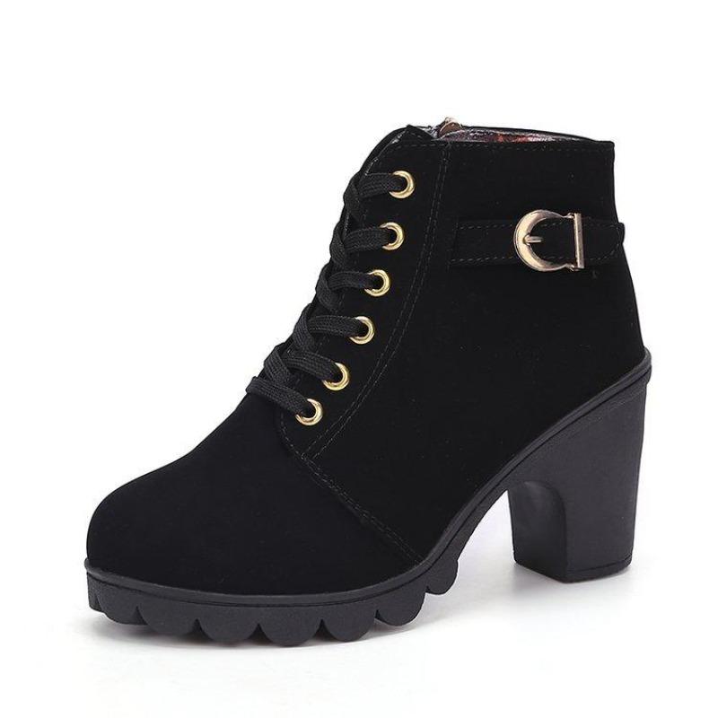 New Autumn Winter Womens Lace Up Side Zip Quality PU Fashion Skin Ankle Boots