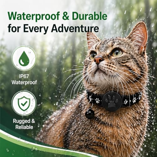 Pet Tracker GPS Collar for Cats Android Only  Smart Tag Waterproof Compatible with Google Find My No Monthly Fee Advanced Tracking Solution Smart