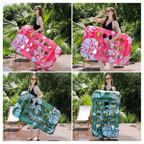 Inflatable Pool Float Mat with Hole Headrest Adults Size Foldable Floating Lounger Raft Summer Swimming Pool Party Beach Lake Essentials