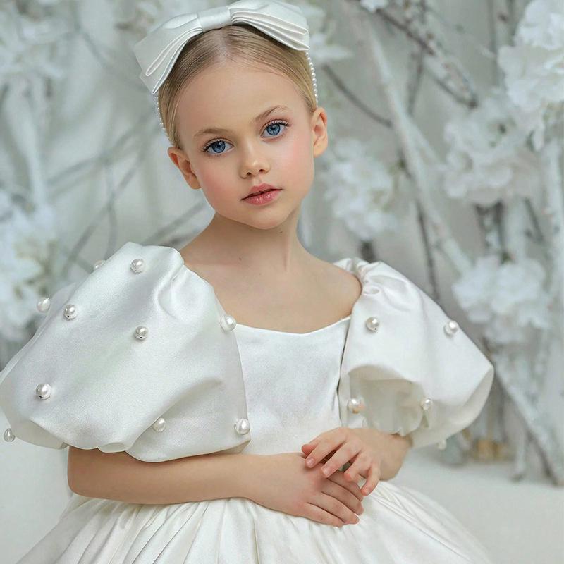 Cross-Border Puff Sleeve Princess Dress for Girls - Flower Girl, Wedding, Birthday, Party, or Piano Performance.