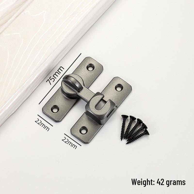Zinc Alloy No-Punch 90° Door Latch - Thickened Push-Pull Sliding Door Lock Buckle