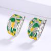 Pastoral Green Mori Enamel Zircon Earrings Women'S Elegant Stud Earrings Wedding Vacation Jewelry