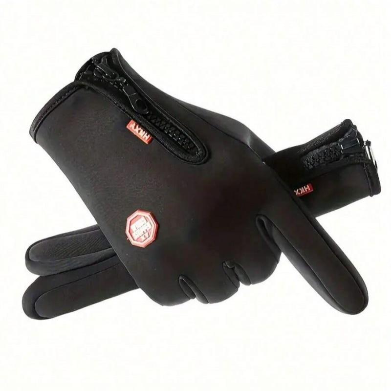 Winter outdoor gloves, men s and women s sports cycling gloves, windproof, warm, fleece, hiking and skiing gloves one size чёрный