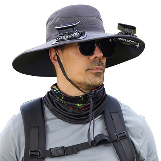 Solar Fan Hat UPF 50+ UV Protection Hat with 2 Solar Fans USB Rechargeable Breathable Men Women