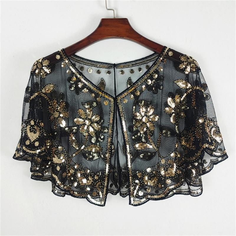 Sparkling Short Scarf Shawl With Glittering Sequined For Women And Girl Beach Event Evening Party Dressingup Accessory