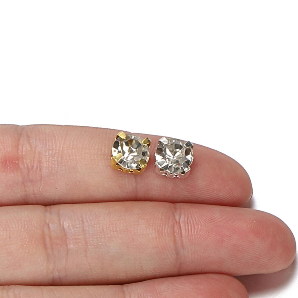 200pcs DIY Glitter Crystal Claw Rhinestone Sew-On Glue-On for Clothes Garment Hair Clip Jewelry Making Components Accessories