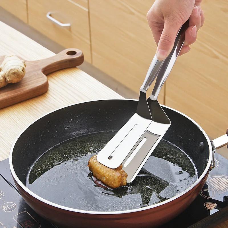 Stainless Steel Frying Shovel Clip Multifunctional Steak BBQTongs Pancake Fried Pizza Steak Fish Spatula Bread Kitchen Tool