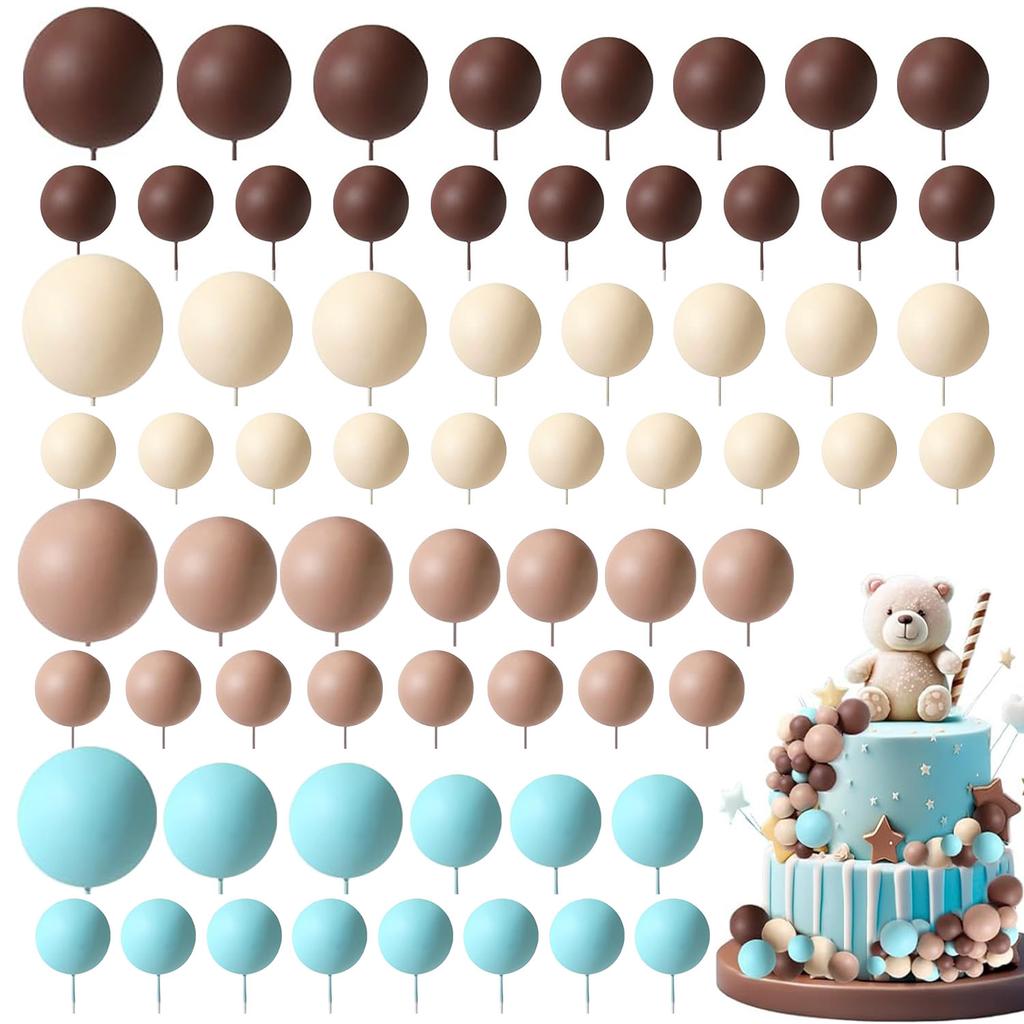 72Pcs Mini Foam Balloons Balls Cake Topper for Christmas Birthday Party Baby Shower Wedding Anniversary Cake Decoration